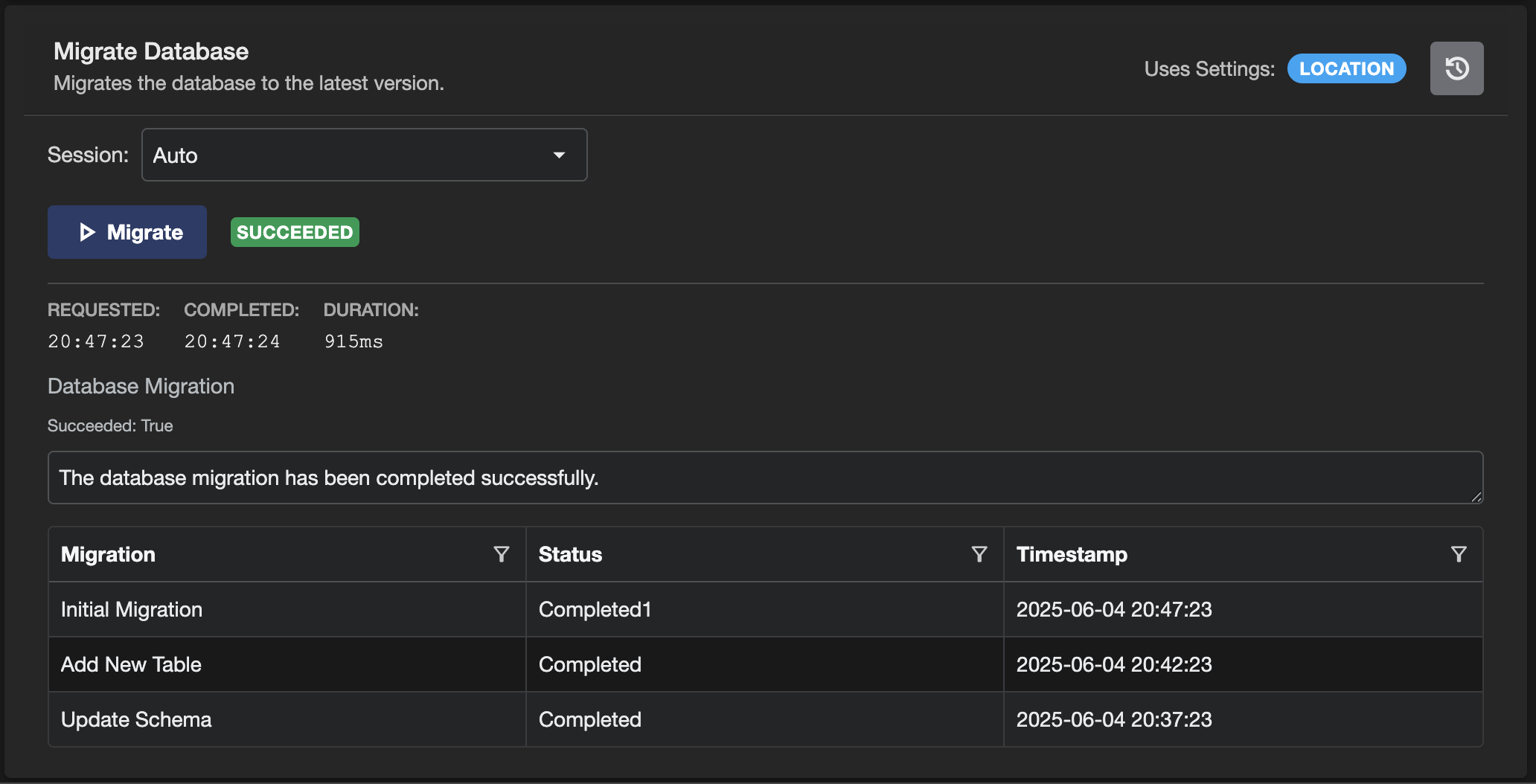 completed custom action